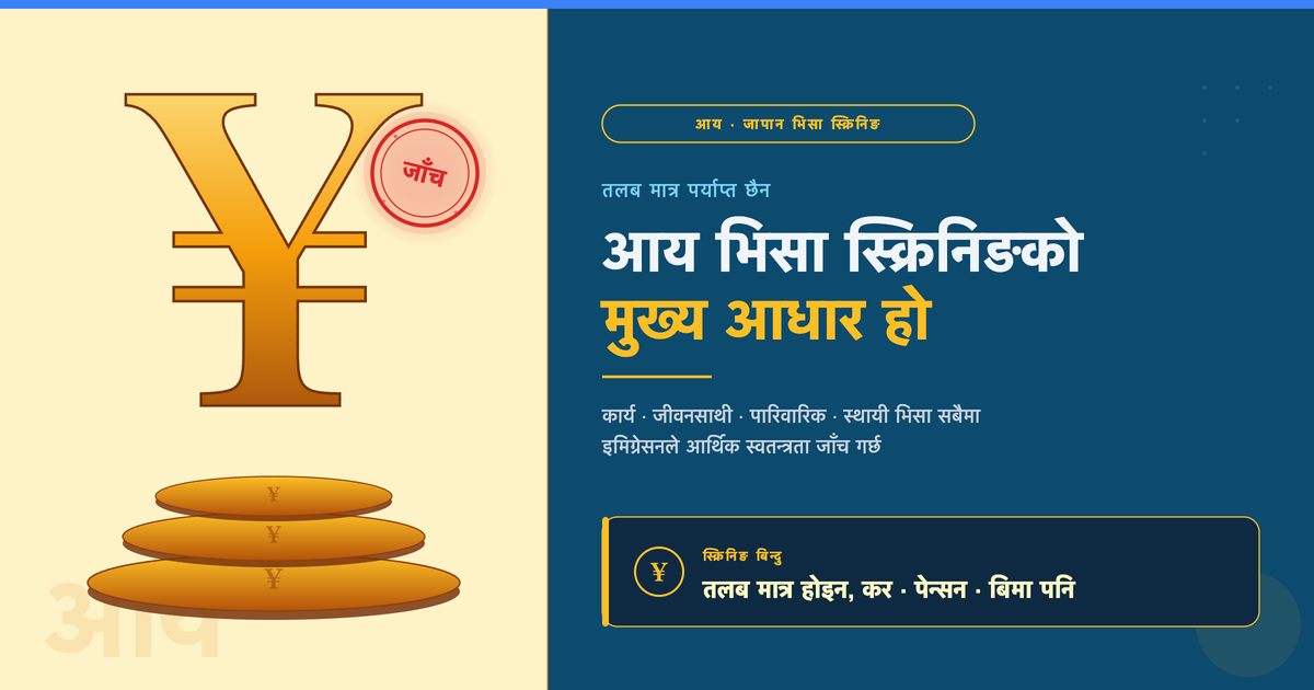 जापान भिसा स्क्रिनिङमा आय किन महत्त्वपूर्ण छ