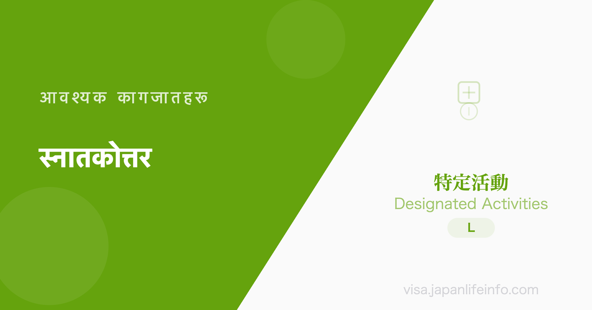 निर्दिष्ट गतिविधि (जापानी विश्वविद्यालय स्नातक विदेशी विद्यार्थी आदिको स्नातकोत्तर प्रवेशसम्मको बसोबास) - पेश गर्नुपर्ने कागजातहरू