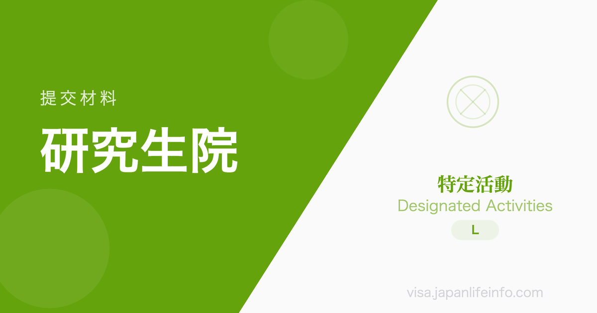 特定活动（日本大学毕业留学生等升入研究生院前的居留）- 提交材料