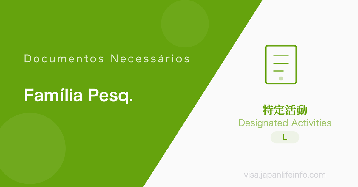 Atividades Designadas (Pais e Familiares de Pesquisadores Específicos) - Documentos Necessários