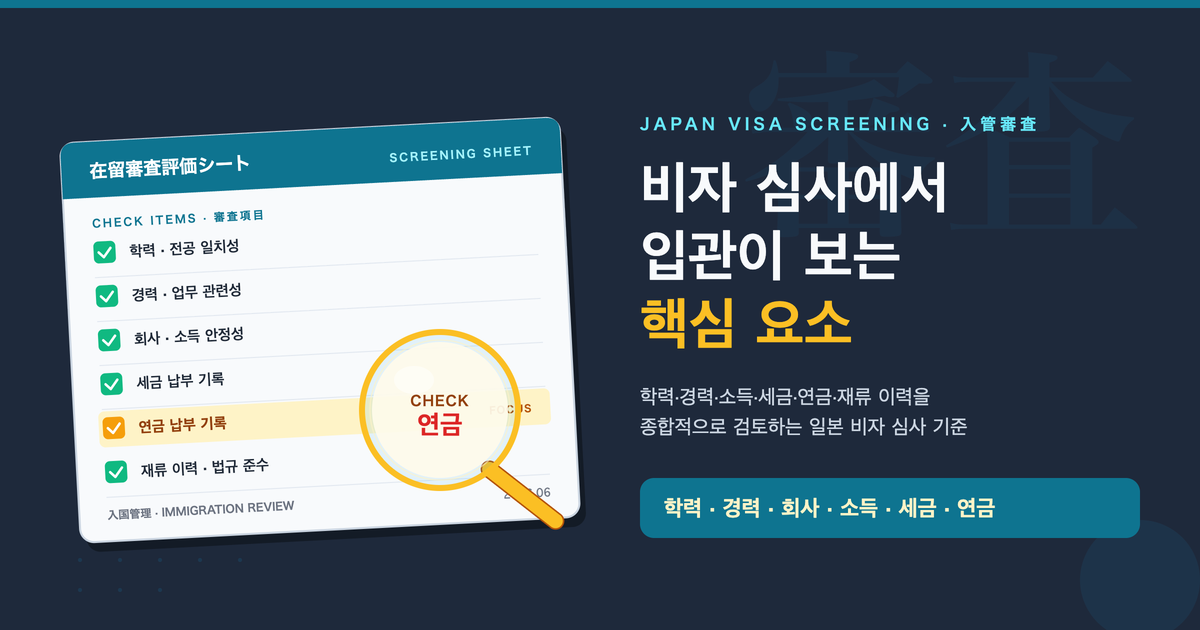 일본 비자 심사에서 중요하게 보는 요소